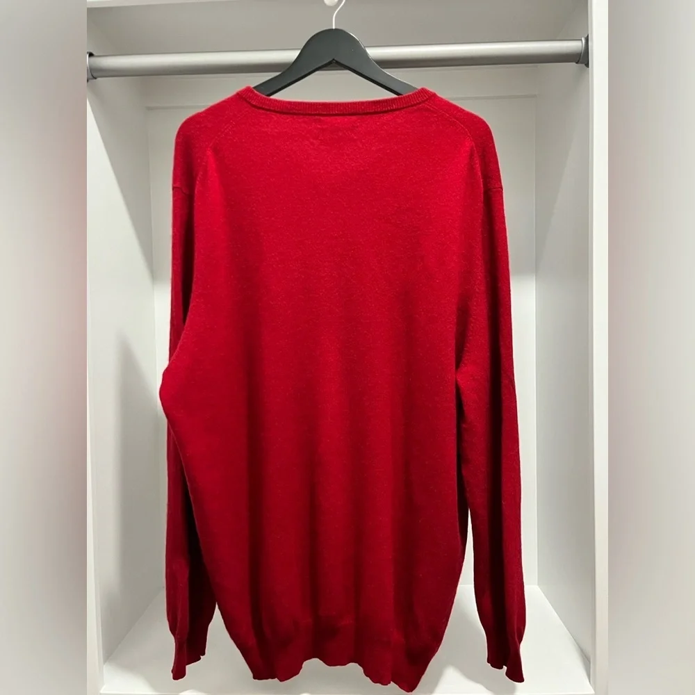 Club Room V-Neck 100% Cashmere Pullover Sweater Red Size XXXL